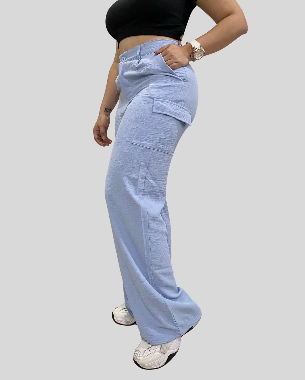 Ref: MOM-2743 Pantalón;cargo, tejido plano liviano, en stretch. tiro alto
