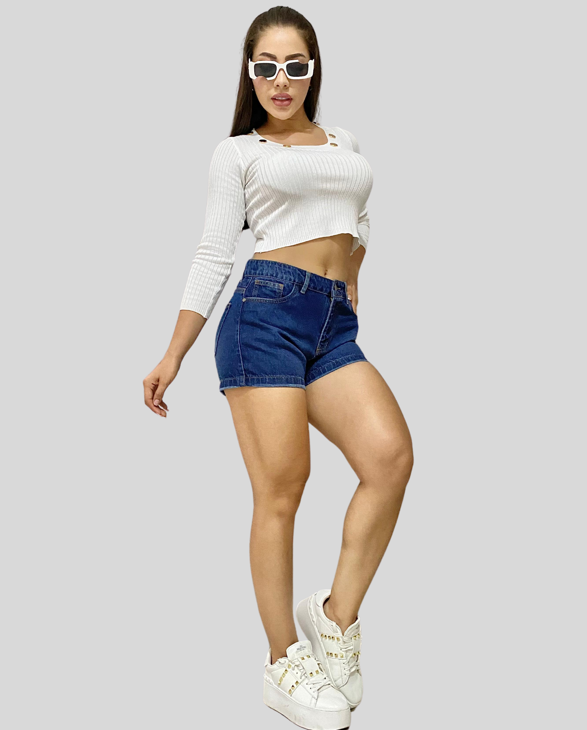 Ref: SD-3340 short rígido, color azul medio