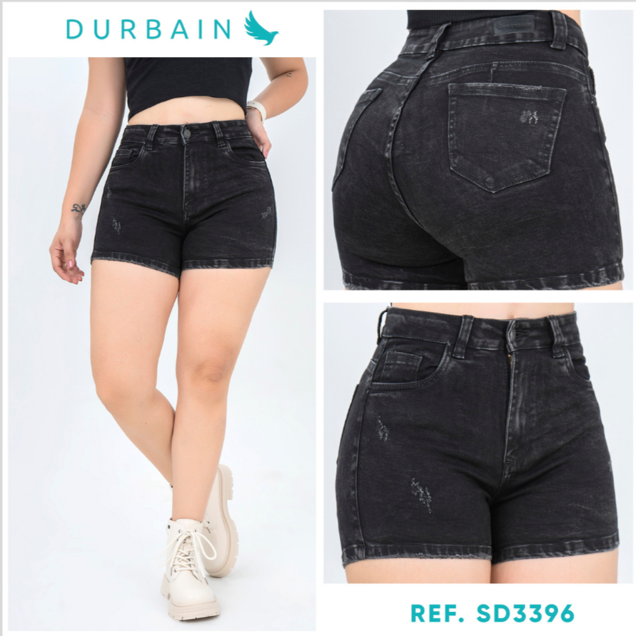 Ref: SD-3396 short en stretch, color negro jaspeado