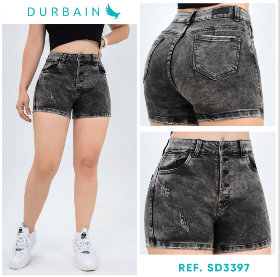 Ref: SD-3397 short en stretch, levanta cola, 5 botones, color gris jaspeado&nbsp;