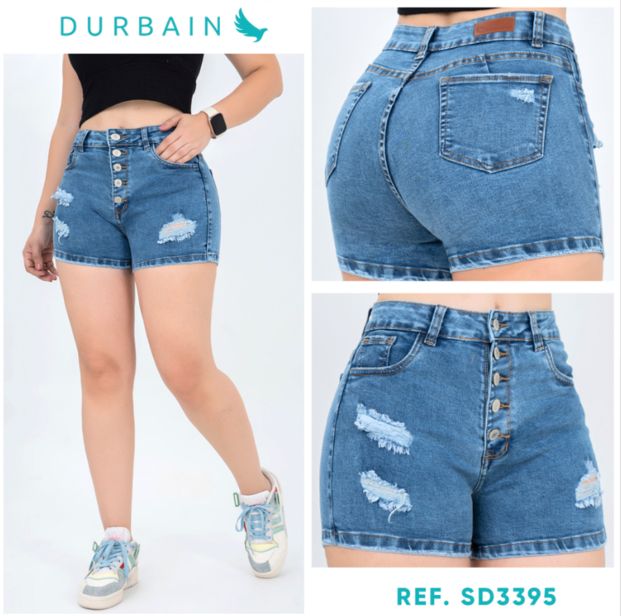 Ref: SD-3395 short en stretch, levanta cola, 5 botones, color azul