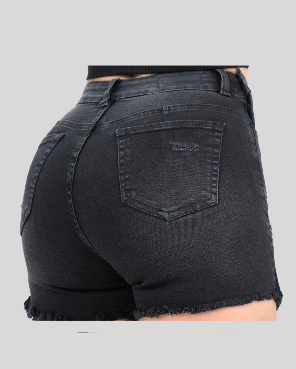 Ref: FS-005 Falda short en stretch, levanta cola, botones laterales, color gris oscuro