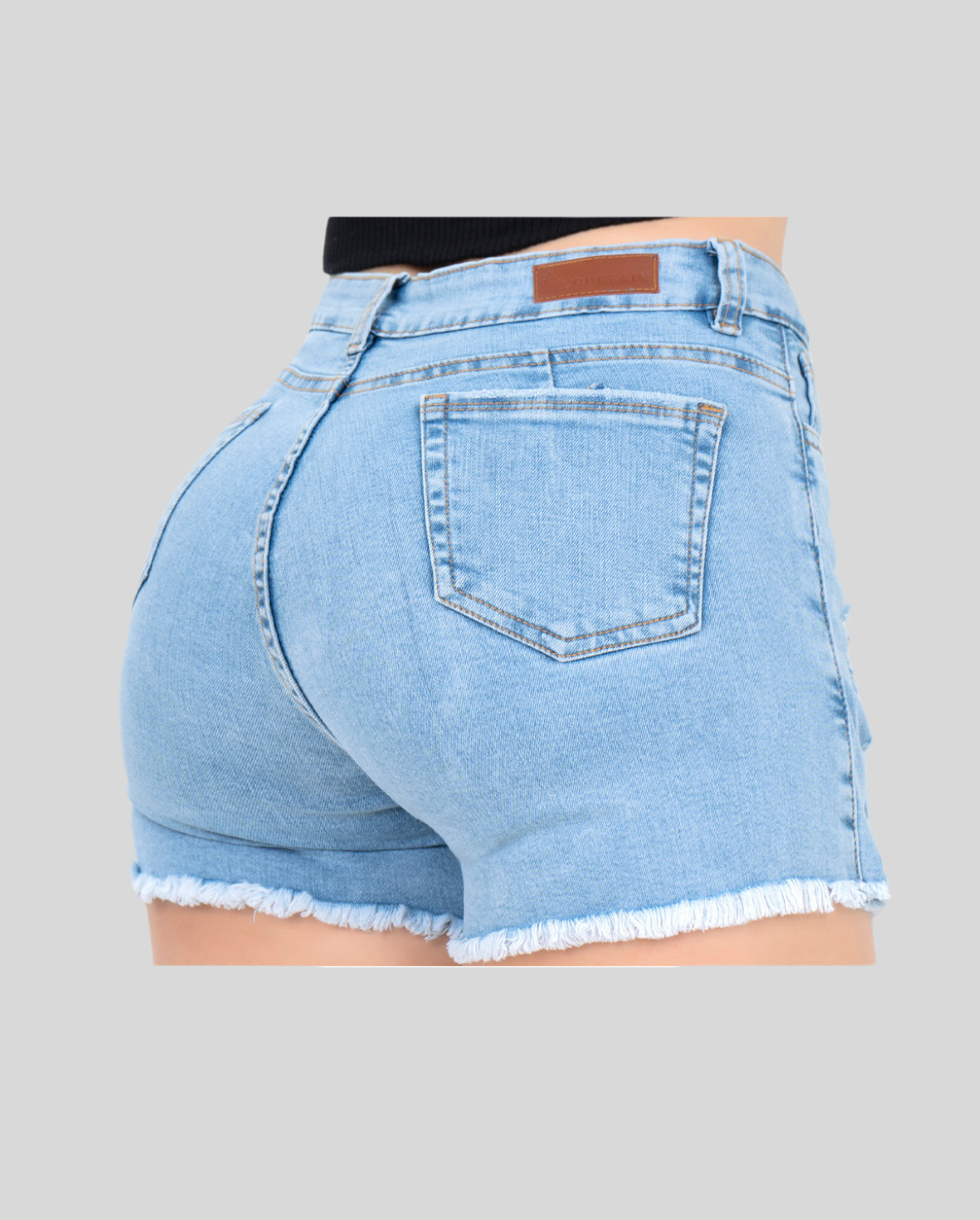 Ref: FS-004 Falda short en stretch, levanta cola, color gris azul claro