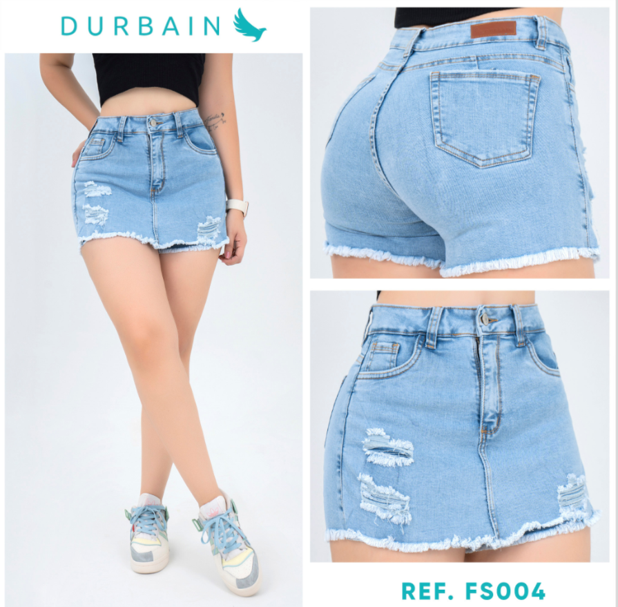 Ref: FS-004 Falda short en stretch, levanta cola, color gris azul claro
