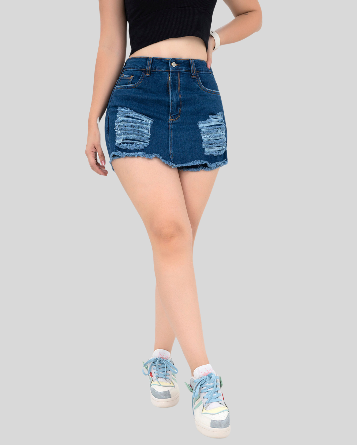 Ref: FS-003 Falda short en stretch, levanta cola, color azul