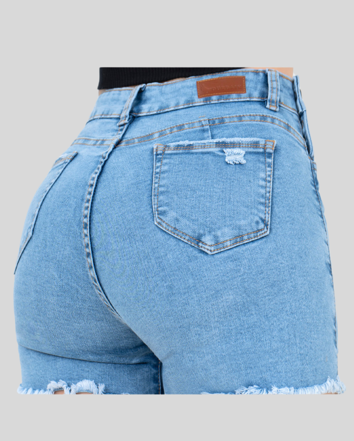Ref: FS-0001 Falda short en stretch, levanta cola, botones laterales, color azul