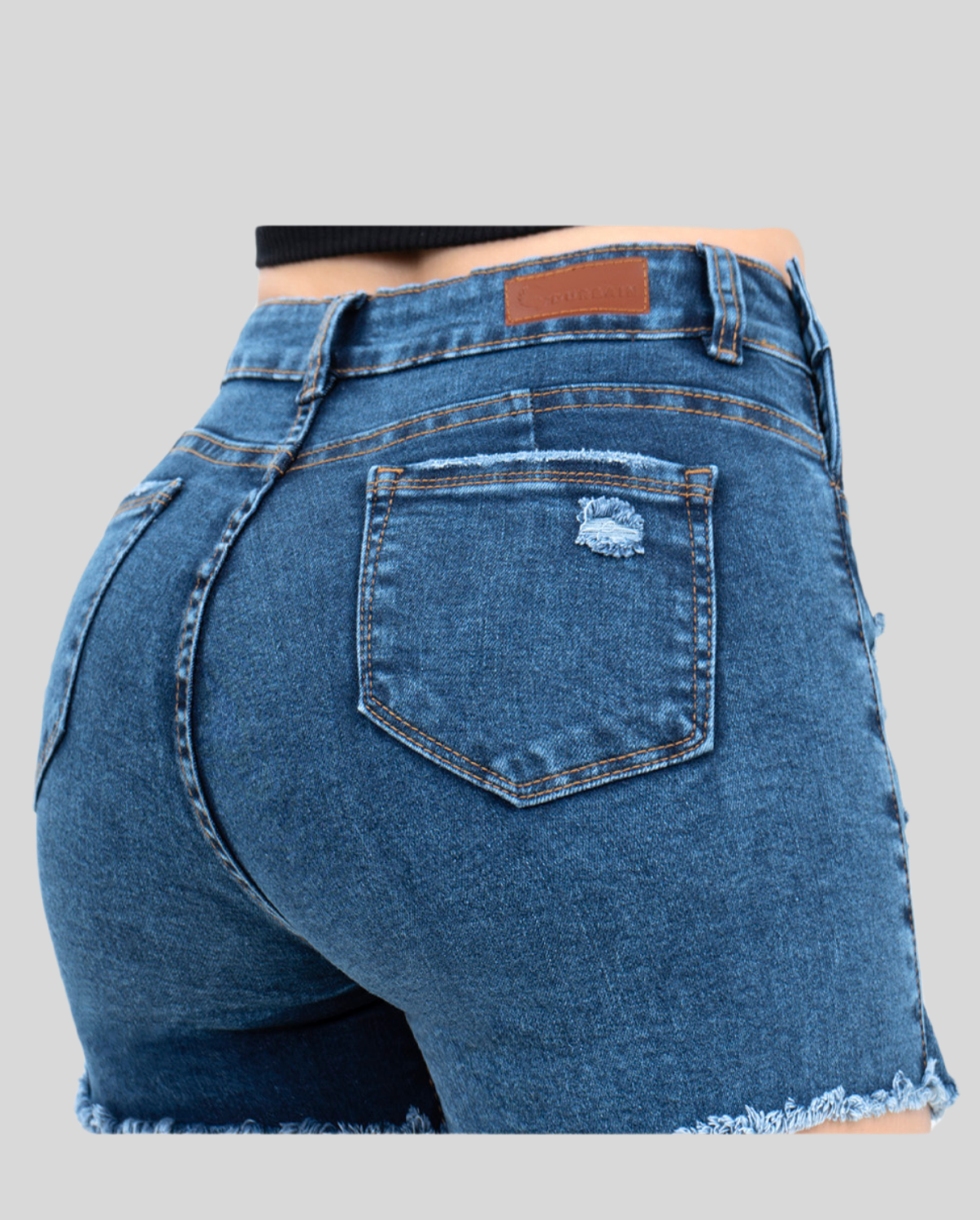 Ref: FS-002 Falda short en stretch, botones laterales, levanta cola, color azul