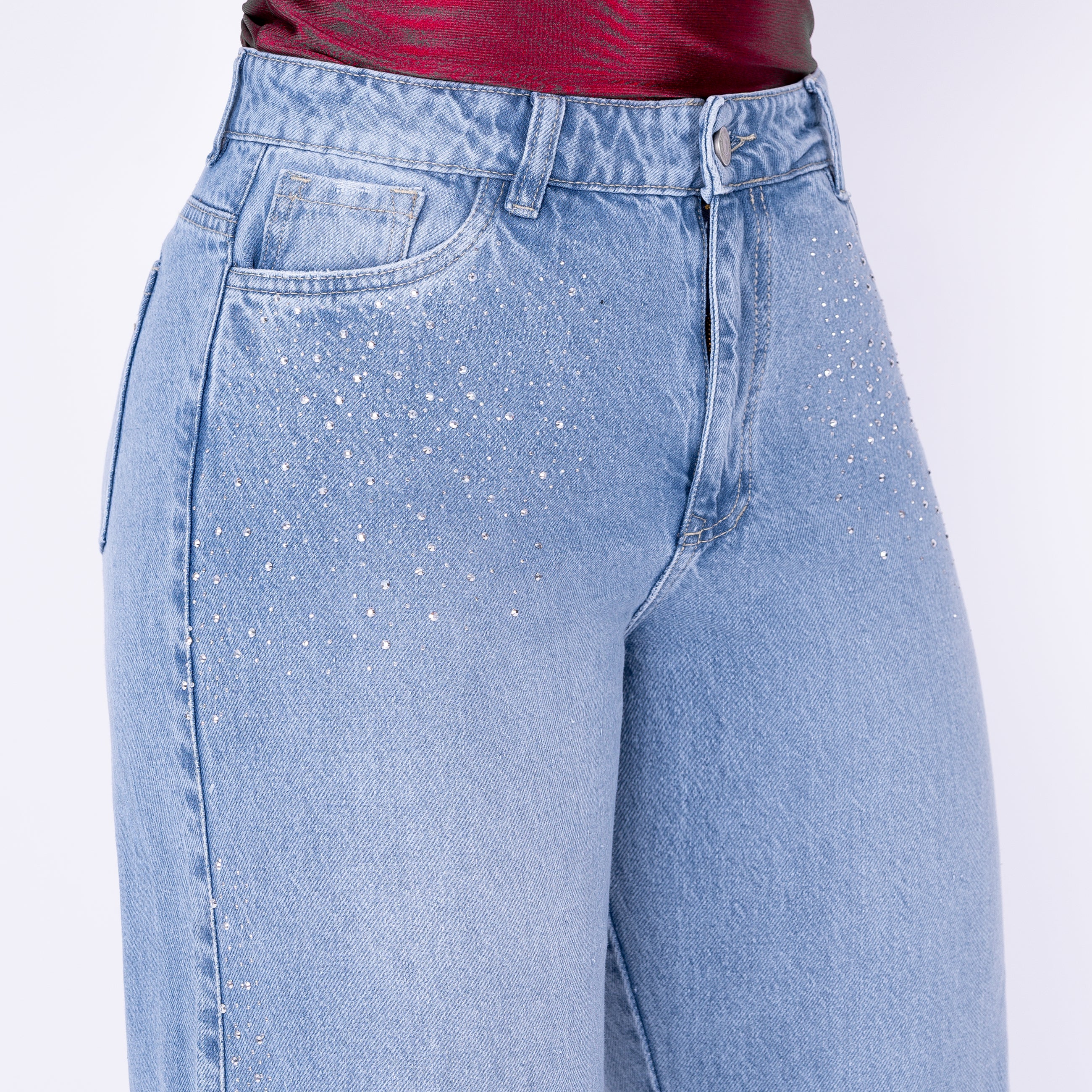 Ref: J-2275 PANTALON RIGIDO PALAZZO DE BRILLO