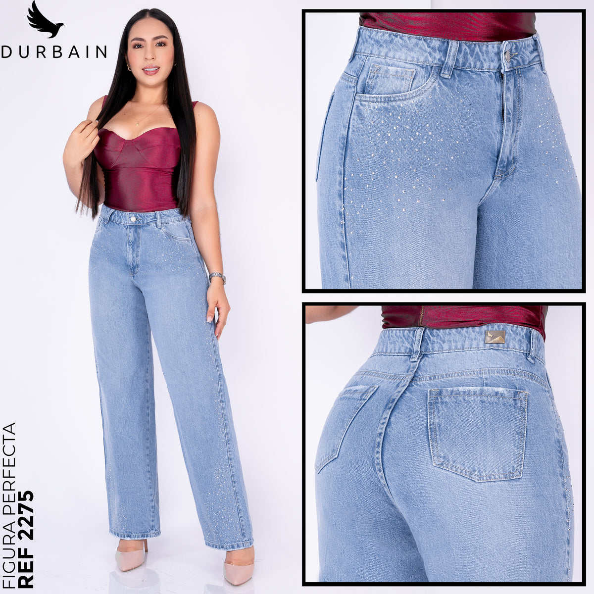 Ref: J-2275 PANTALON PALAZZO DE BRILLO