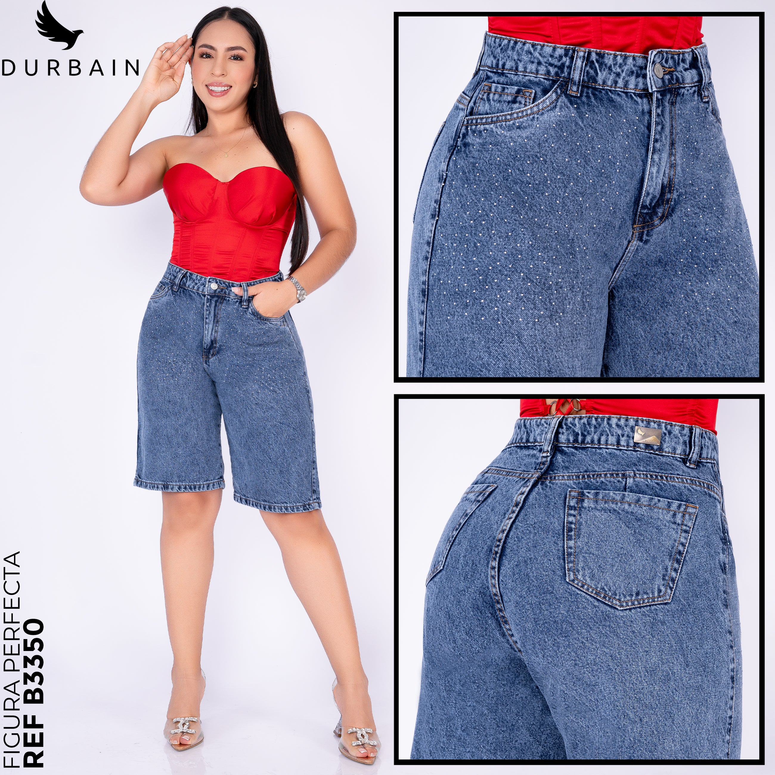 Ref: B-3351 BERMUDA RIGIDA  DE BRILLOS