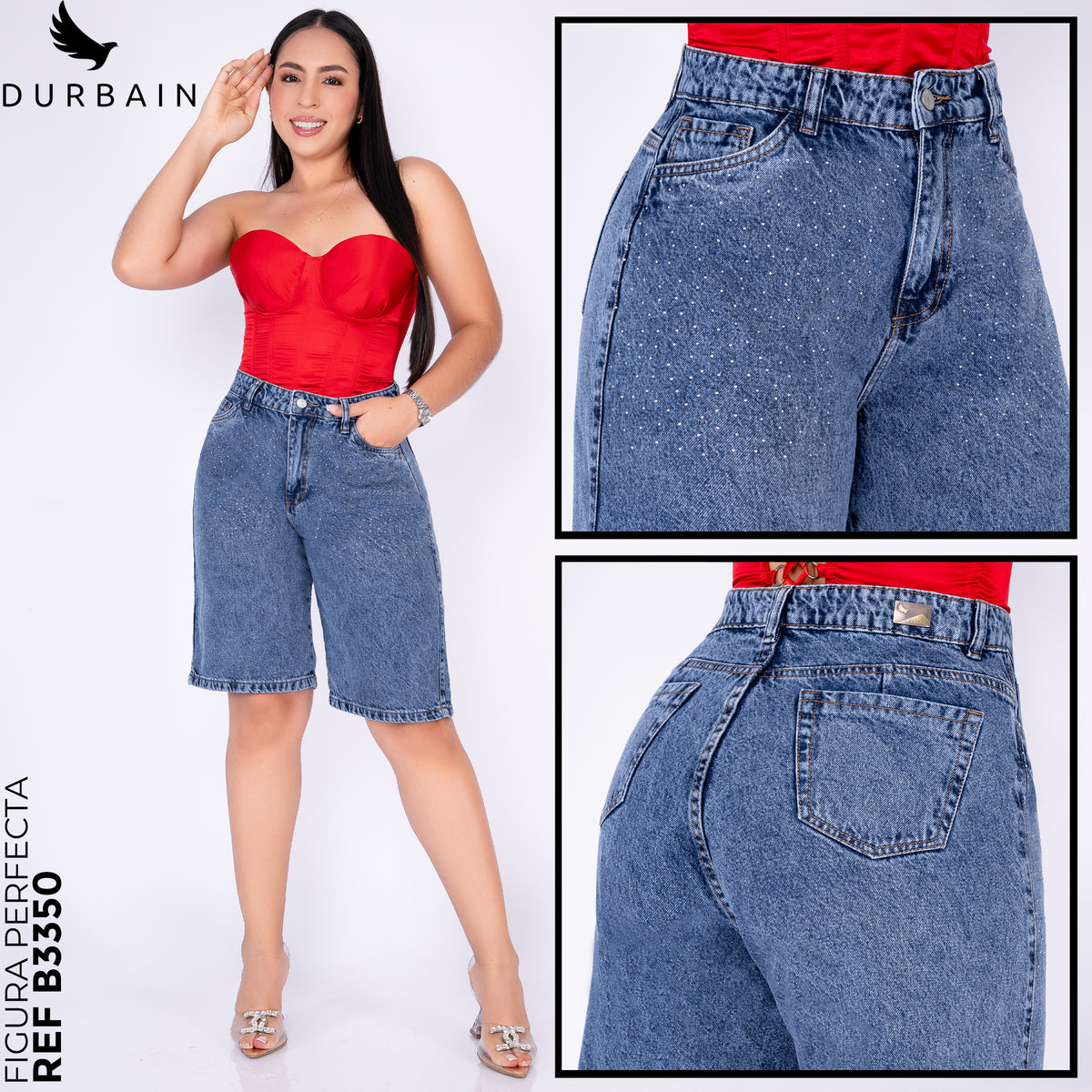Ref: B-3351 BERMUDA RIGIDA  DE BRILLOS