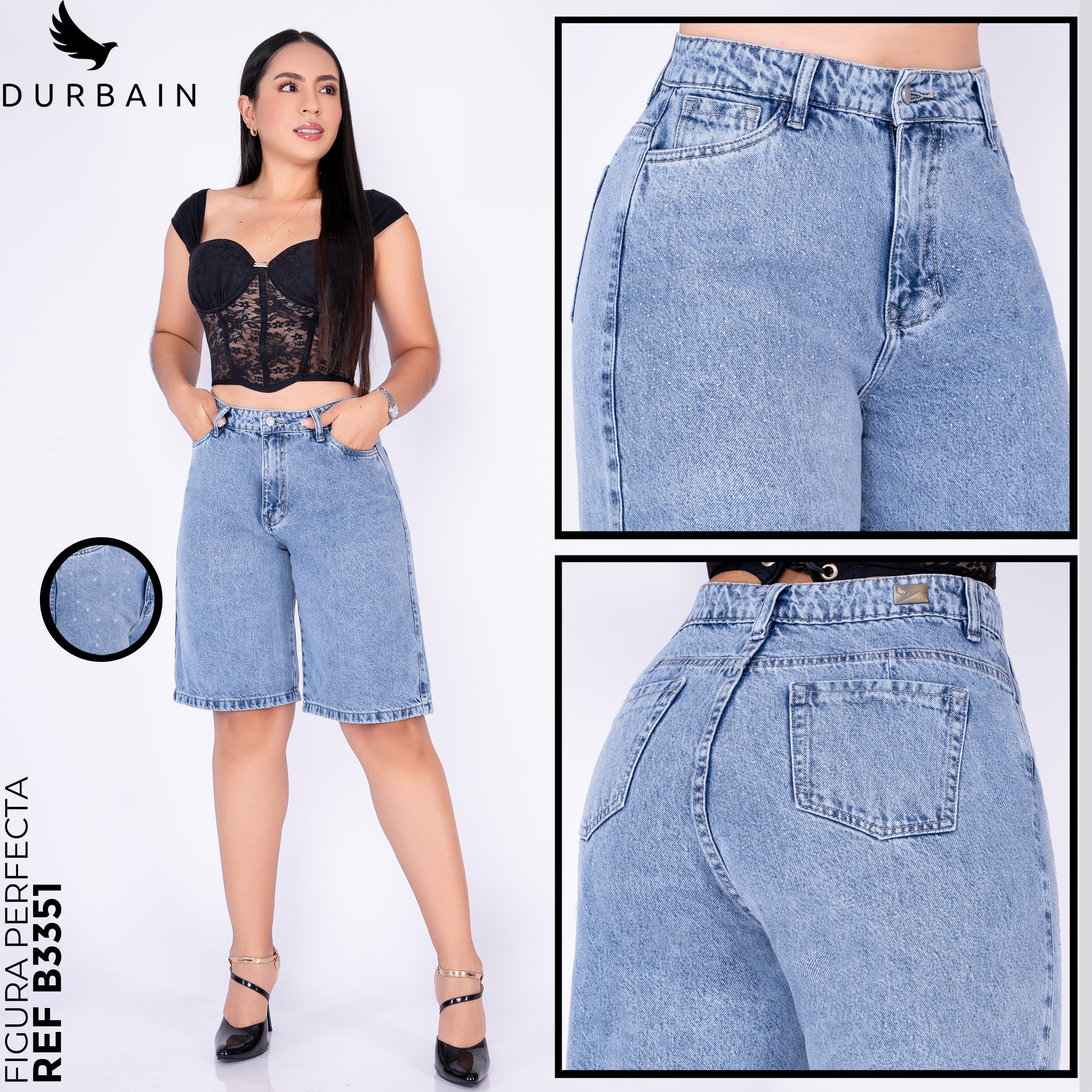 Ref: B-3351 BERMUDA RIGIDA  DE BRILLOS