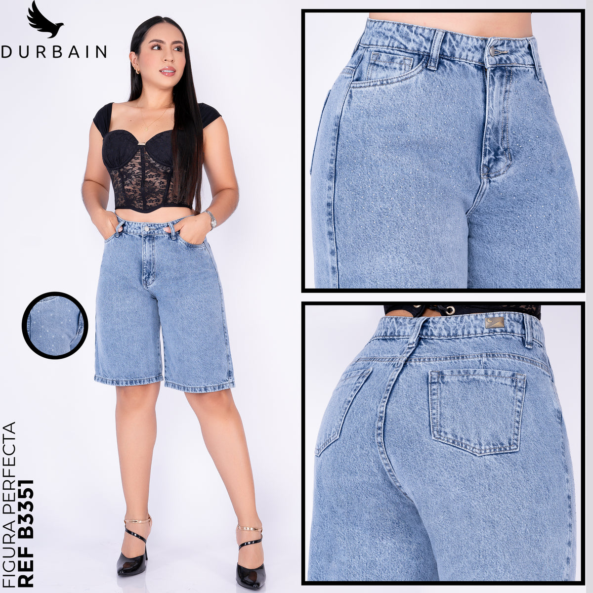 Ref: B-3351 BERMUDA RIGIDA  DE BRILLOS