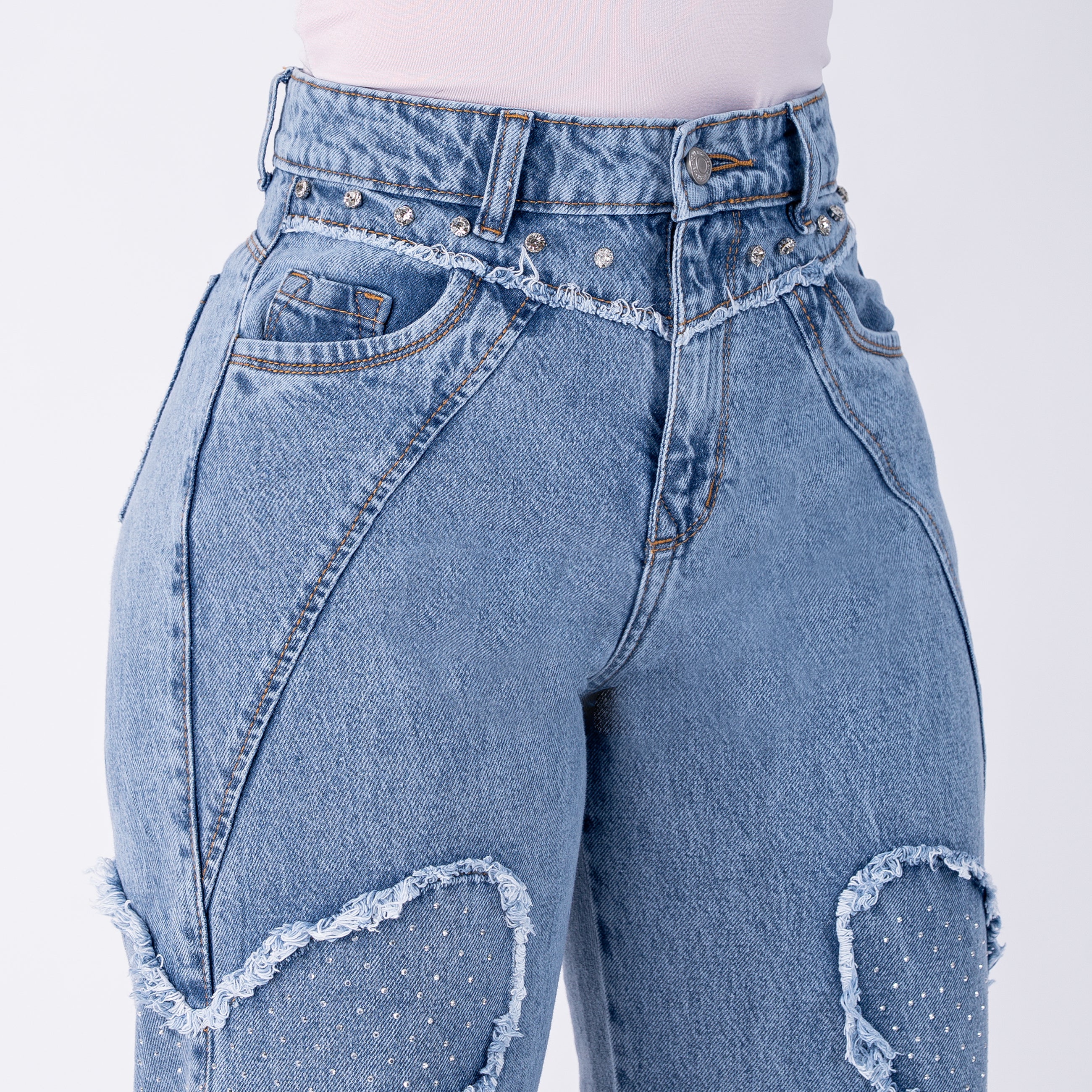 Ref 2277-2280 Jean rigido de apliques