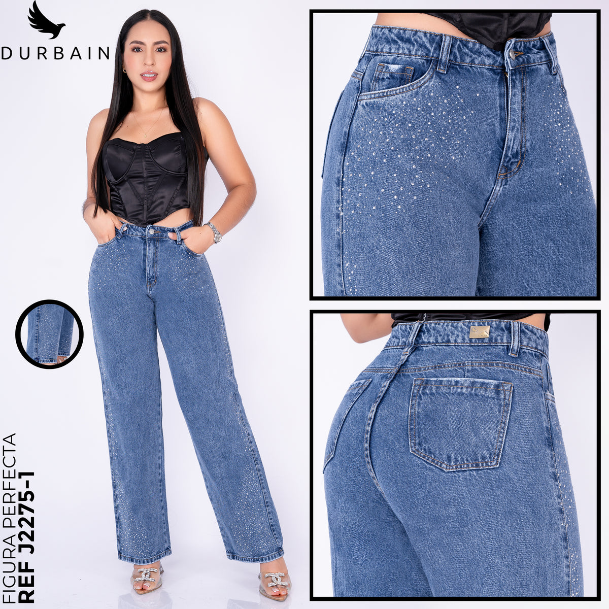 Ref: J-2275 PANTALON PALAZZO DE BRILLO