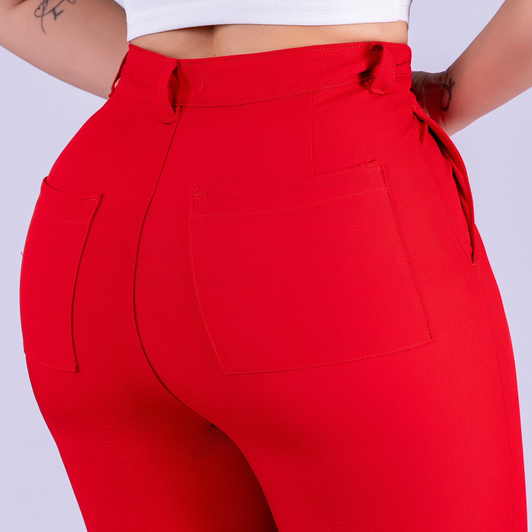 Ref: VI-2782 Pantalón liviano stretch, bota recta, tiro alto, tono rojo