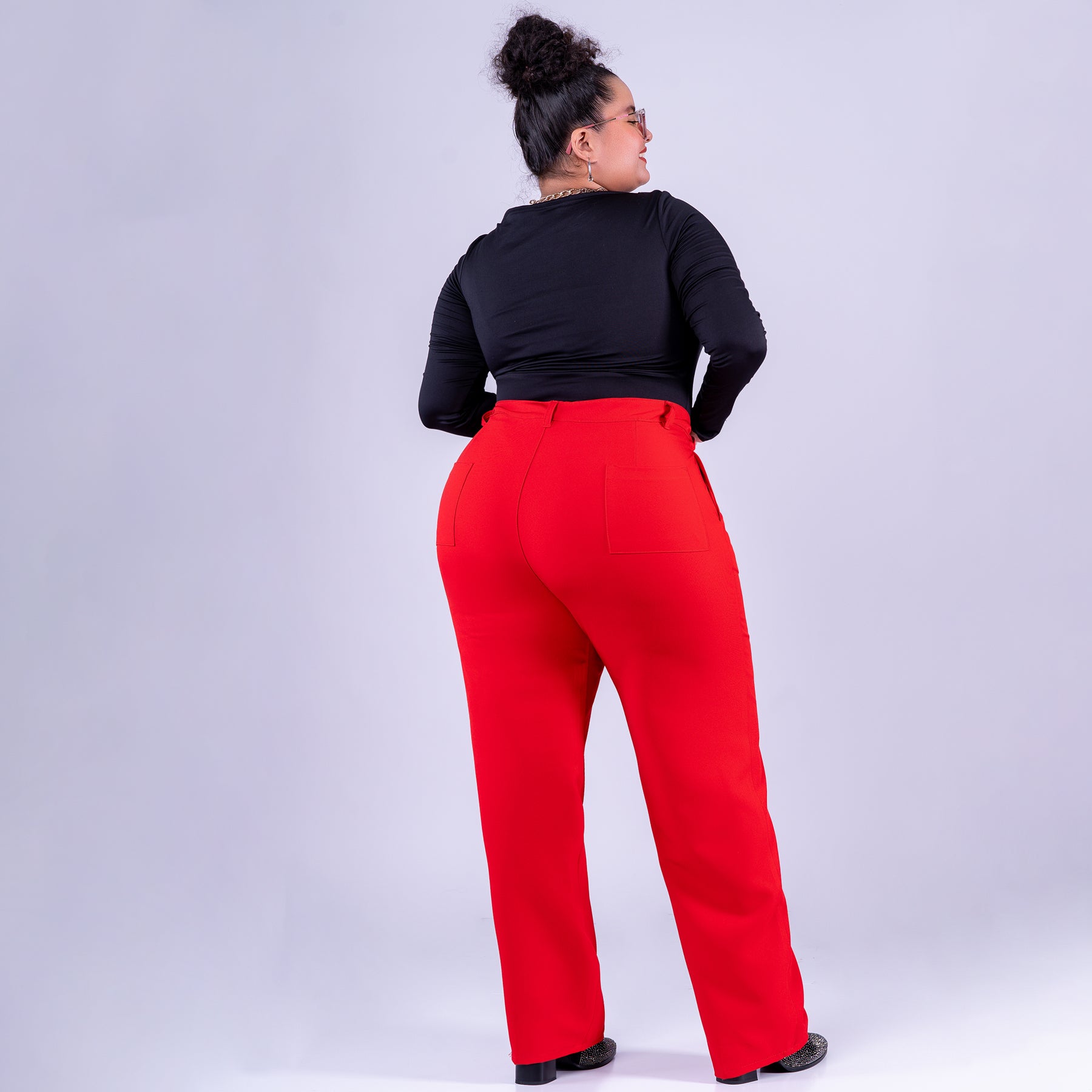 Ref: VI-2782 Pantalón liviano stretch, bota recta, tiro alto, tono rojo
