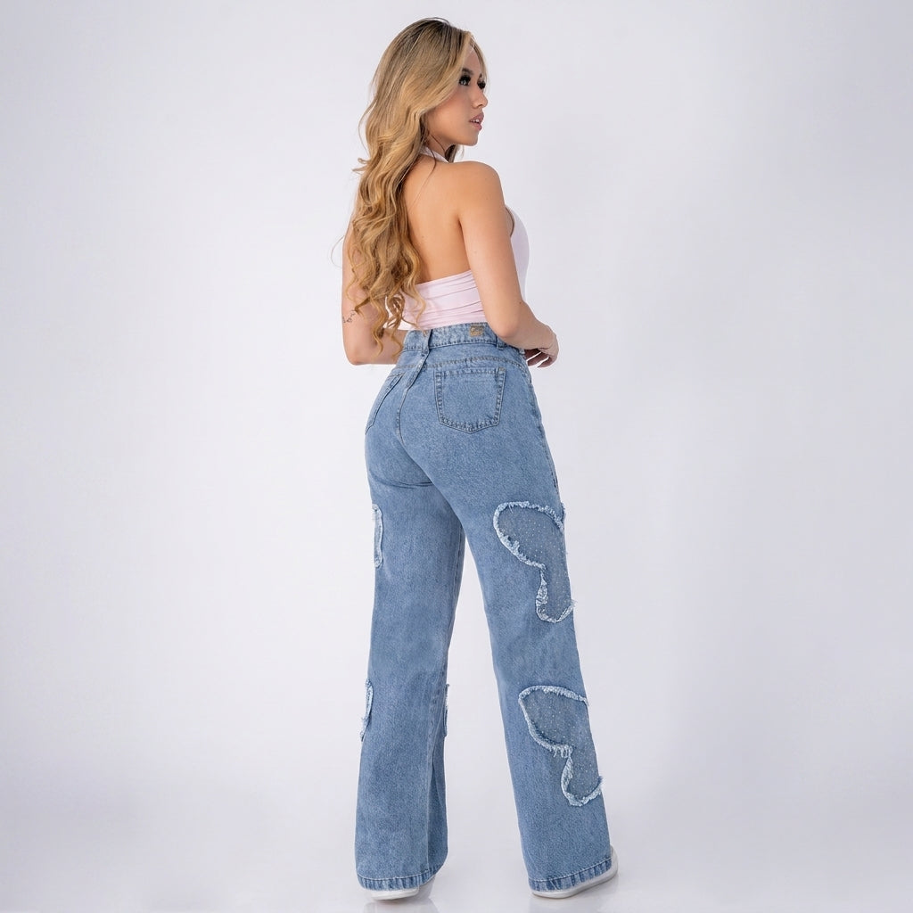 Ref 2277-2280 Jean rigido de apliques