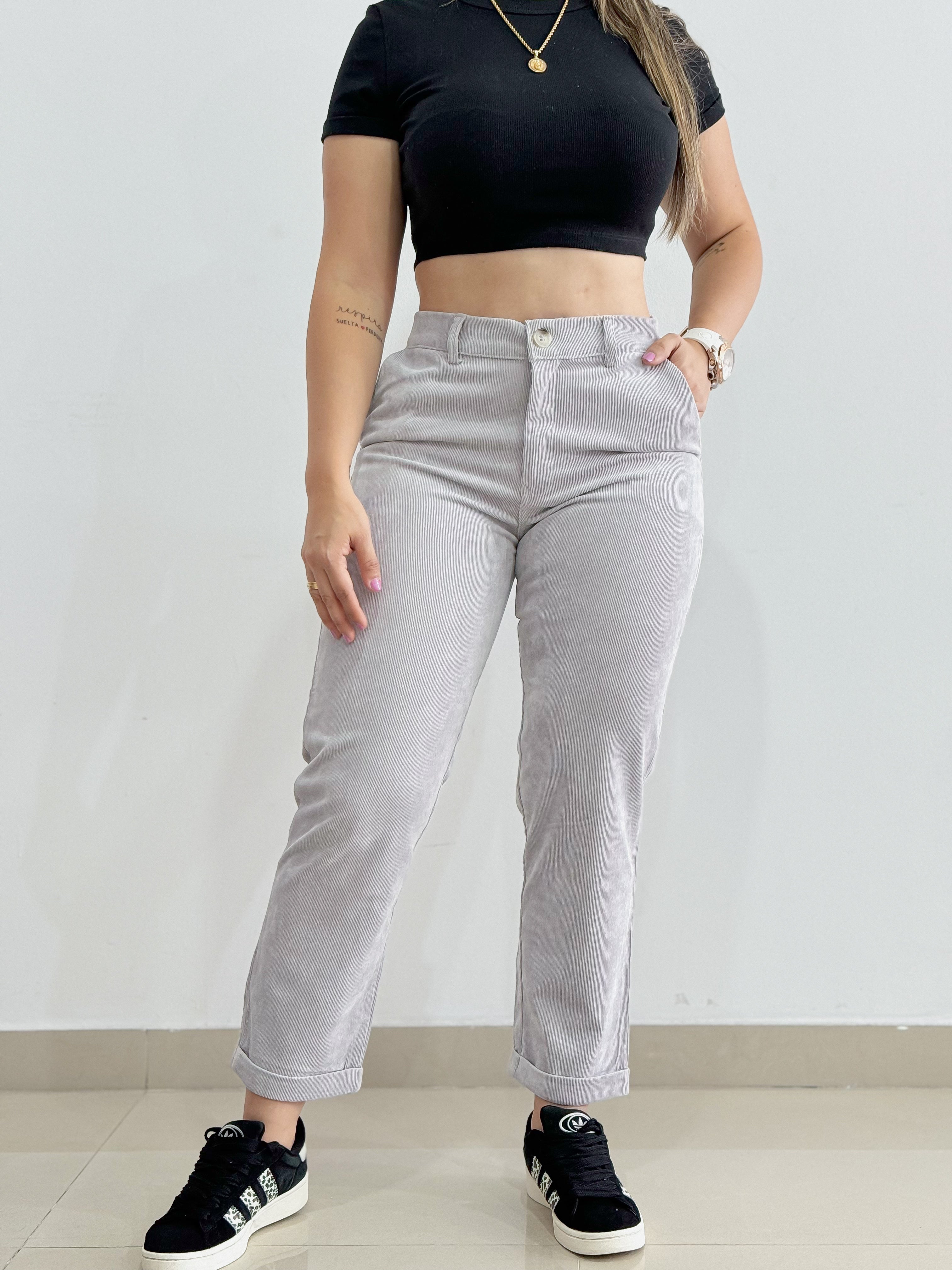 Ref: COR-2752-1 Pantalón slouchy en corduroy tono gris