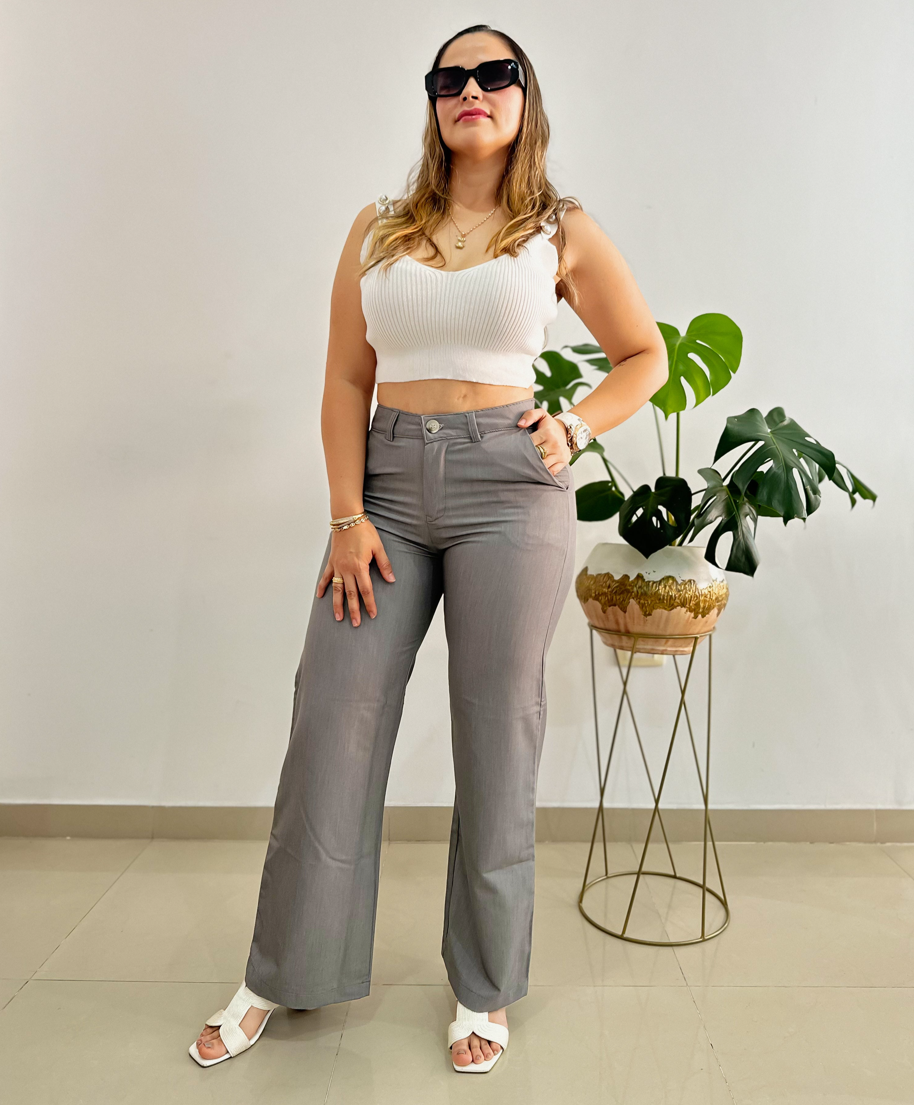 Ref: Tok-2750-2 Pantalón Palazzo color gris
