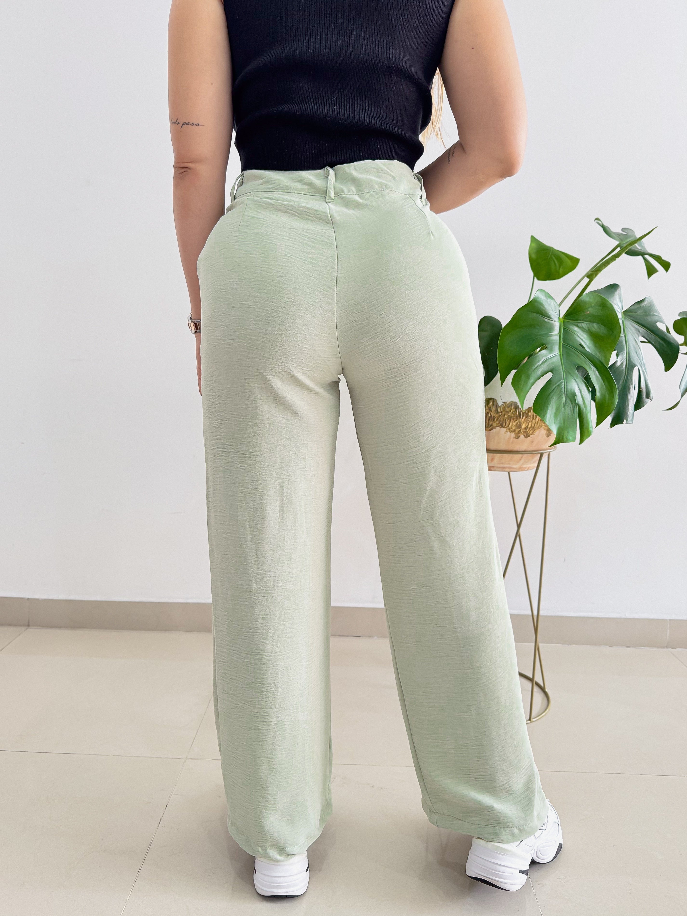 Ref: MOM-2766 Pantalón Palazzo, tejido plano liviano, en stretch. tiro alto