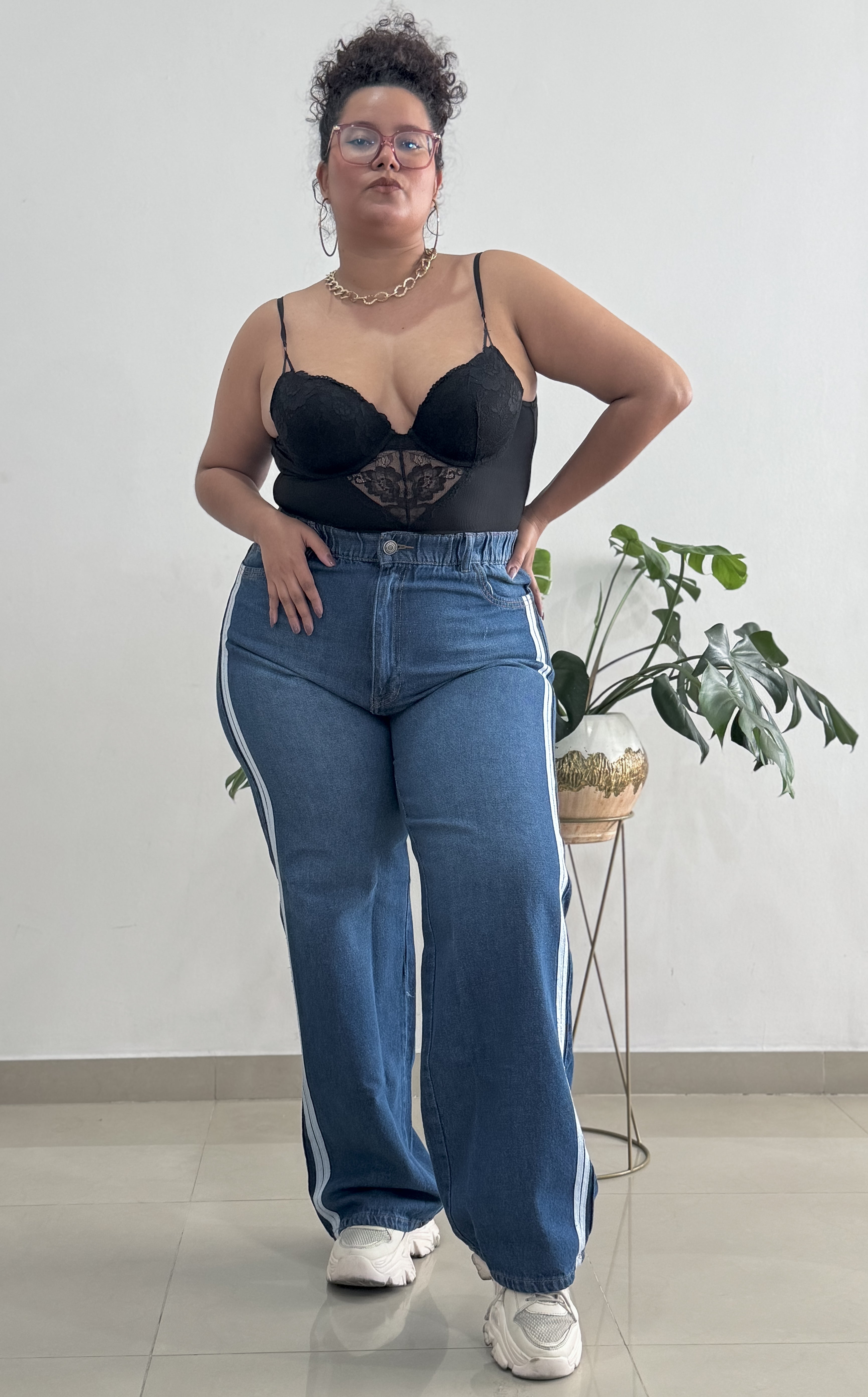 J2266 PANTALON RIGIDO  RESORTE LINEAS AZUL OSCURO
