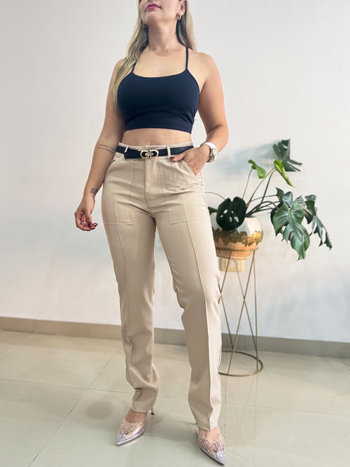 MEZ-2768 Pantalón en semi stretch con costura en pierna