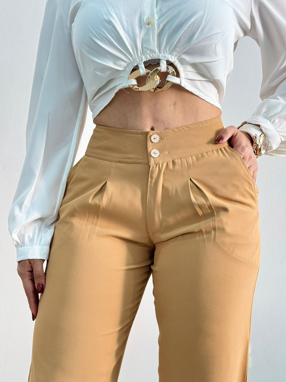 Ref: VI-2779 Pantalón straight leg con prenses, bolsillo ribete.
