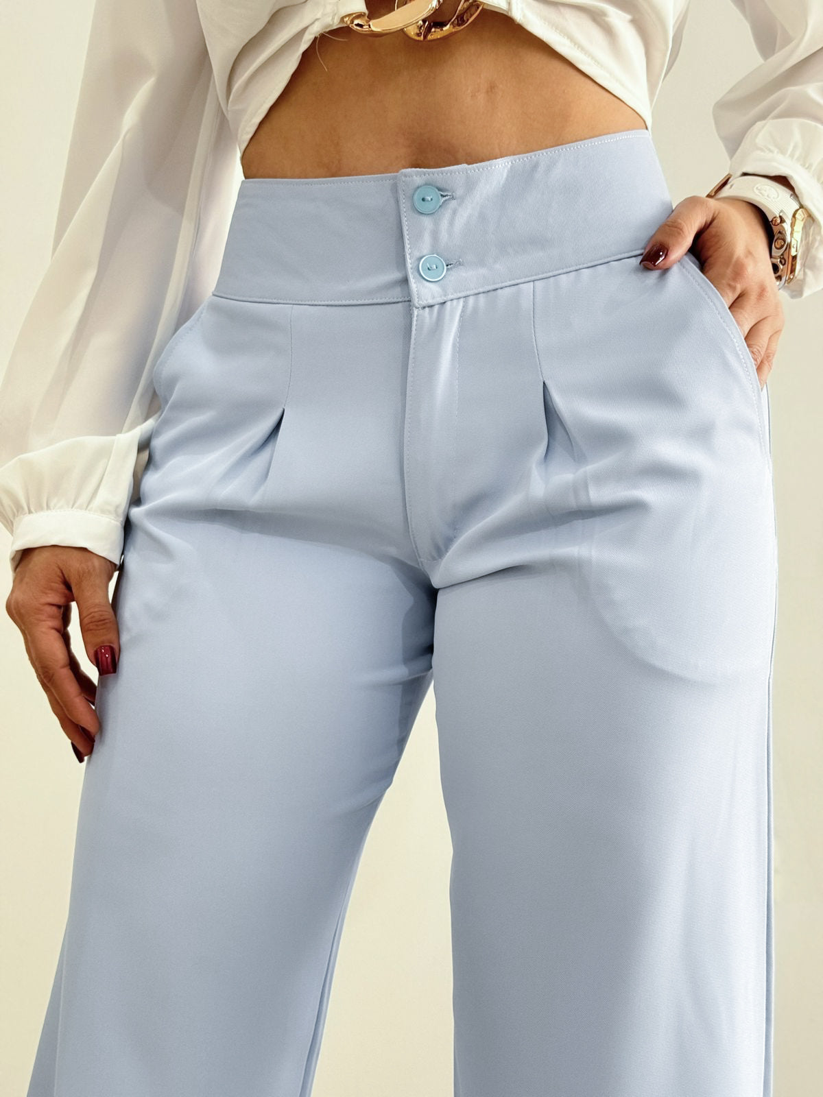 Ref: VI-2776 Pantalón straight leg con prenses, bolsillo ribete.