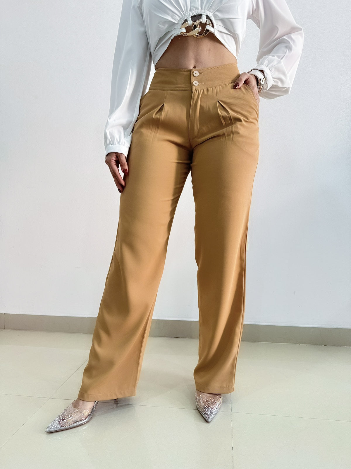 Ref: VI-2779 Pantalón straight leg con prenses, bolsillo ribete.