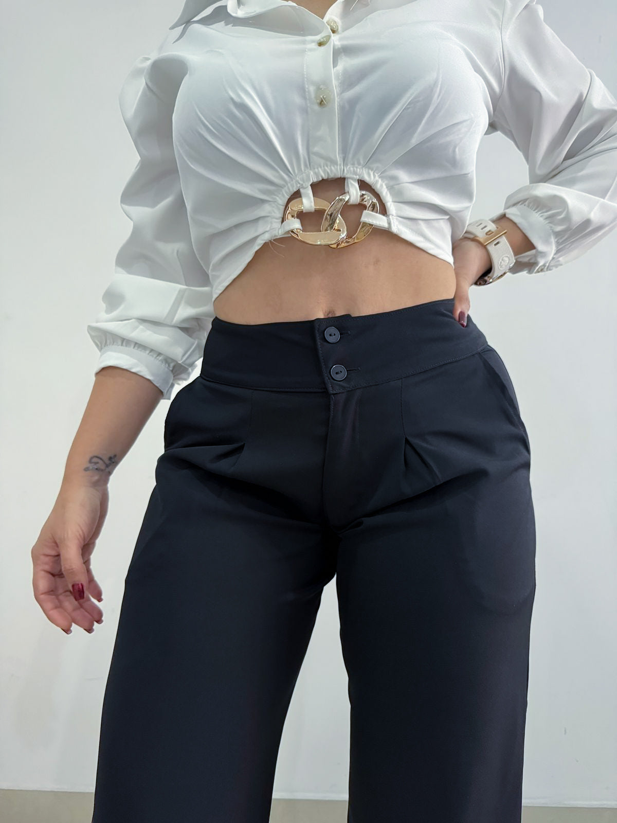 Ref: VI-2777 Pantalón straight leg con prenses, bolsillo ribete.
