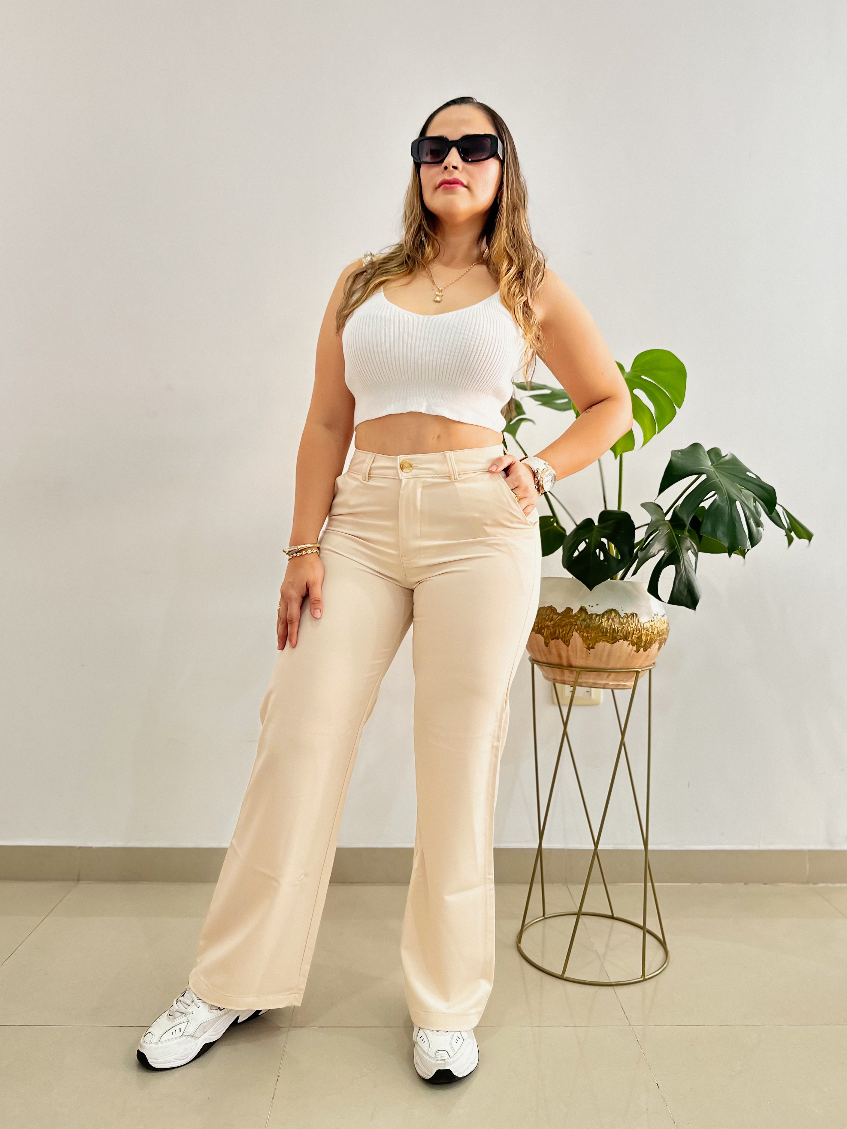 Ref: Tok-2750-3 Pantalón Palazzo color caqui