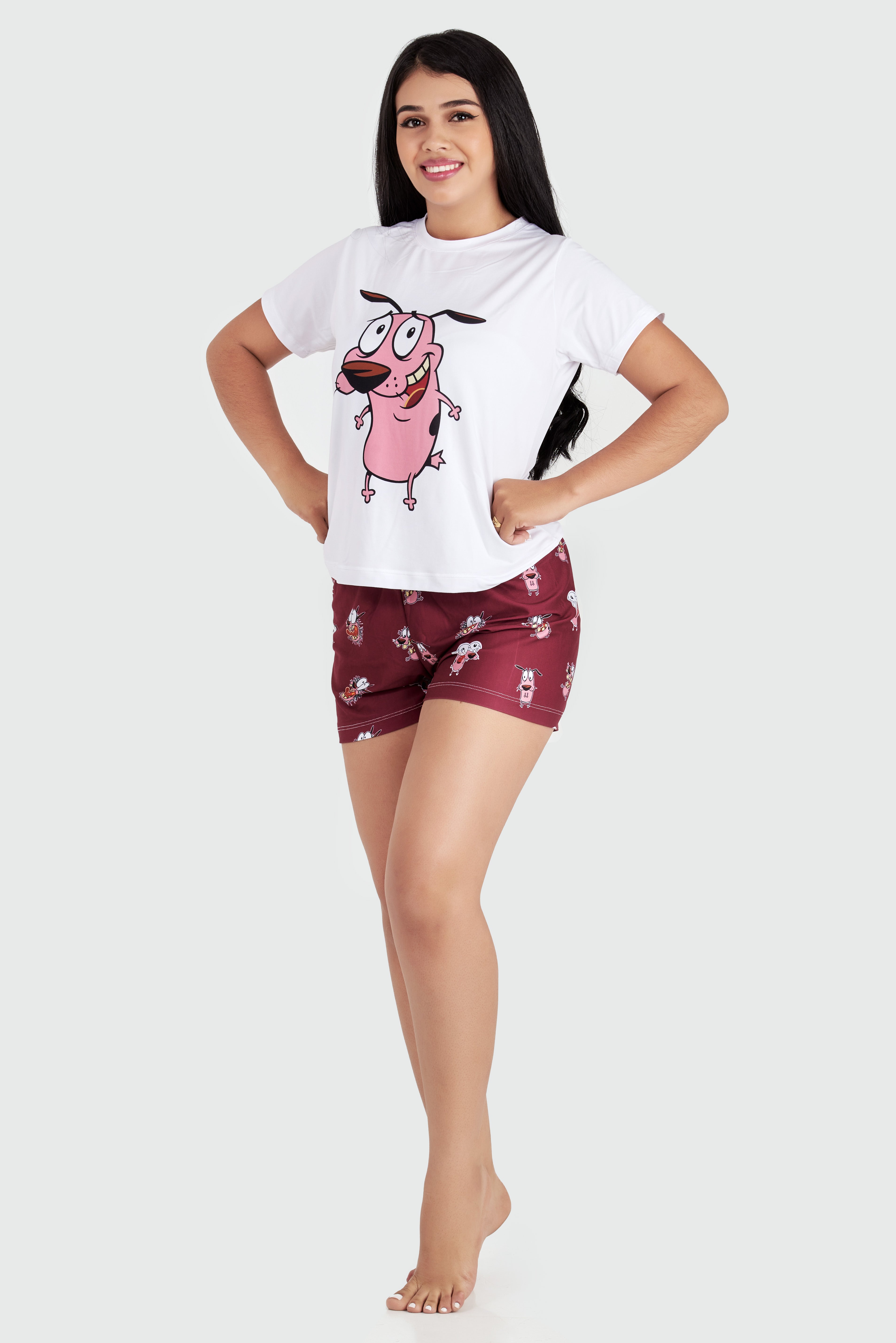 REF: P0099 Camiseta manga corta y short corto  Elaborada en:  Pincel de licra