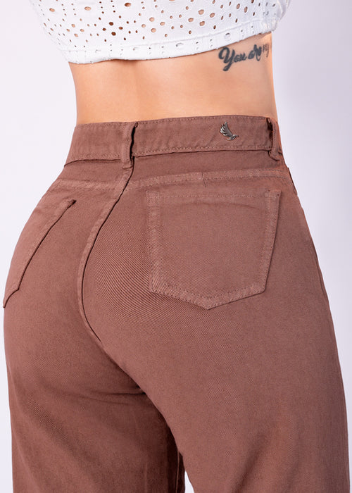 J-2289CC PANTALON RIGIDO PALAZZO CAFÉ