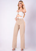 Ref: J-2290CQ PANTALÓN RÍGIDO PALAZZO COLOR CAQUI